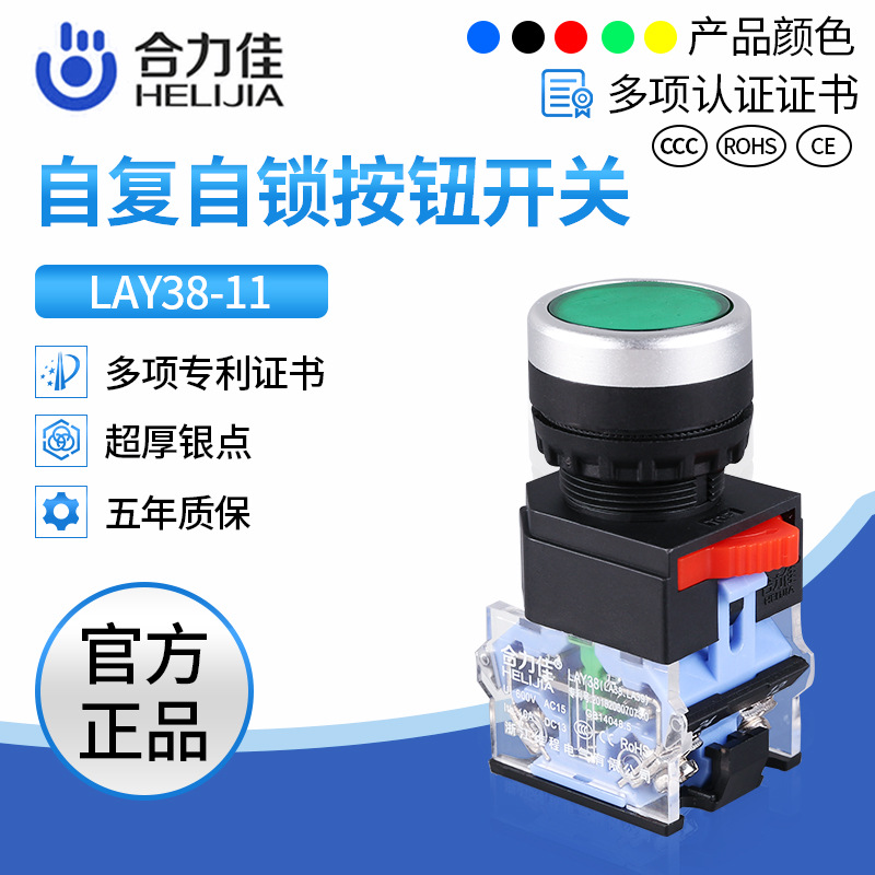 廠家直銷帶燈自復(fù)位LA38-11 電源自鎖DNZS按鈕開關(guān)22mm 220V