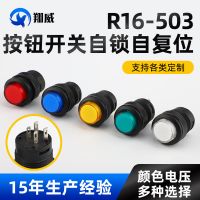 R16-503自鎖自復位多色帶燈按鈕開關 16MM四腳圓形電源按鈕開關