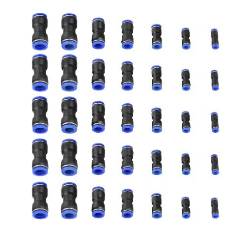 氣動接頭藍(lán)色PU/PC/PL/PE/LSA/PM快速接頭直通三通散裝接頭可包裝