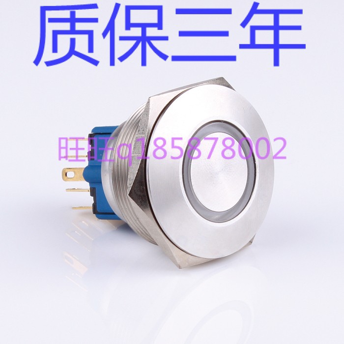 送端子40mm金屬按鈕開關(guān) 自動(dòng)復(fù)位 防水 帶環(huán)形LED燈 6只腳銀觸點(diǎn)