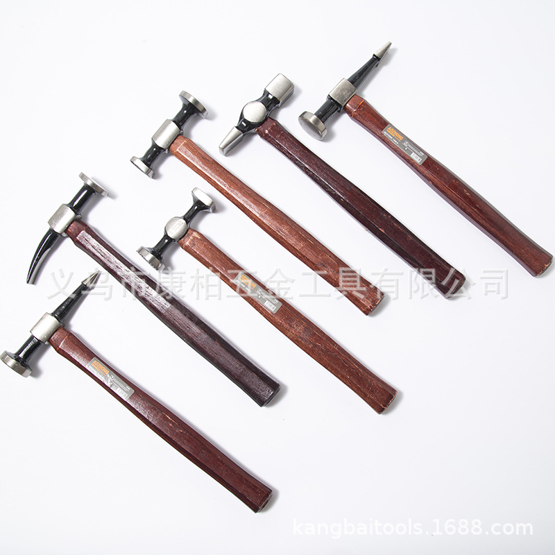 胡桃木柄鈑金檢測錘鈑金凹陷修復(fù)工具尖彎扁方圓形錘子汽修汽保
