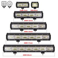 WJ 汽車LED車頂燈工作燈長條燈三排20燈4英寸7寸檢修燈越野車頂燈