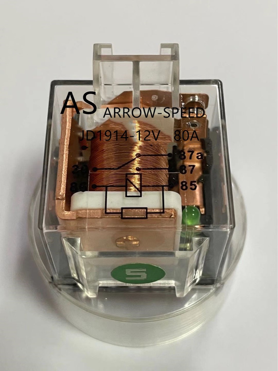 AS透明圓殼雙觸點帶燈繼電器JD1914圓形汽車繼電器12V80A