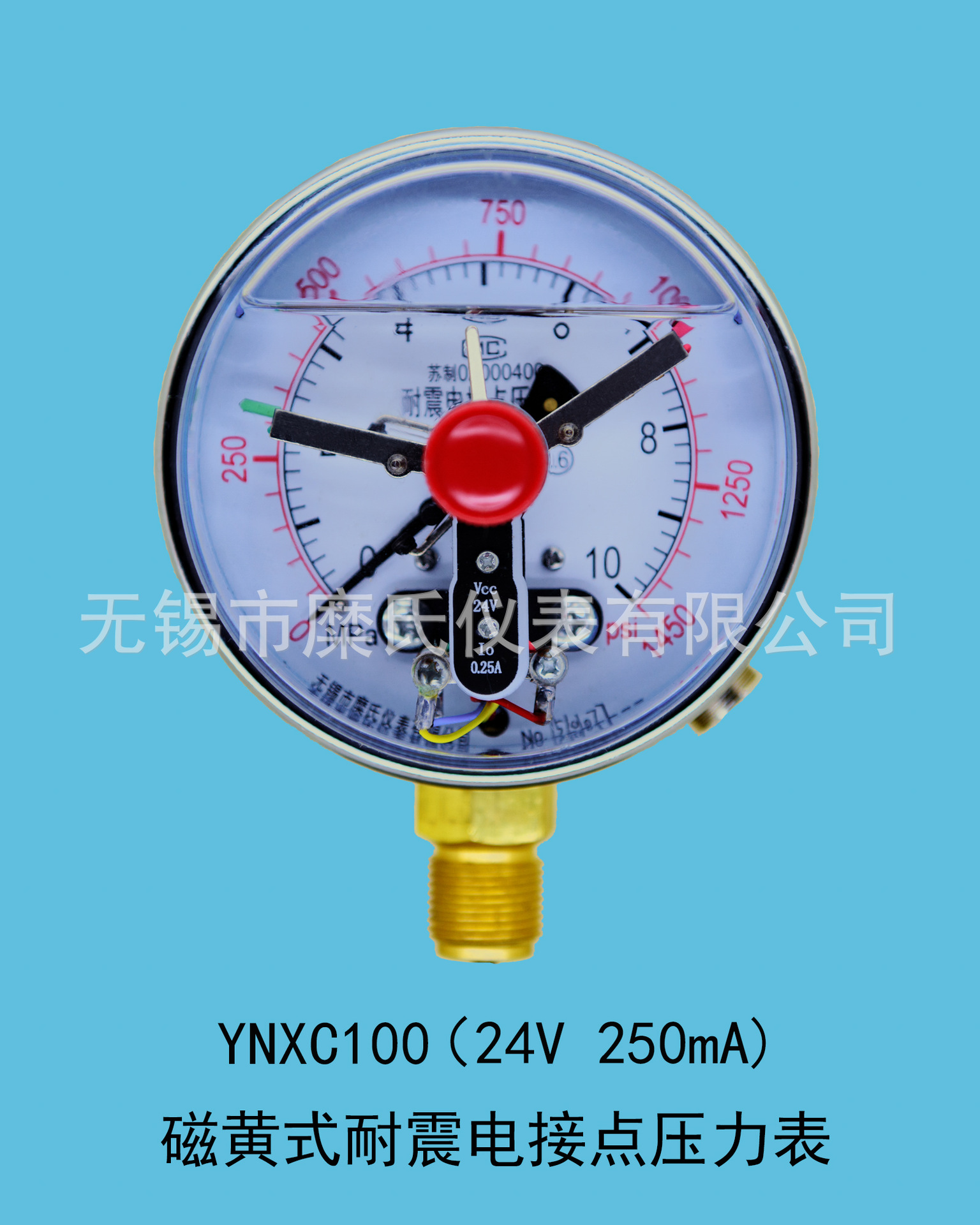 24V 磁簧耐震電接點(diǎn)壓力表 YNXC100 24V0.25A耐震電接點(diǎn)壓力表