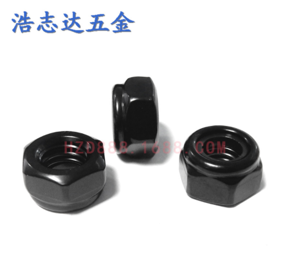 304/316不銹鋼電泳黑色尼龍防松螺母六角尼帽M3M4M5M6M8M10M12