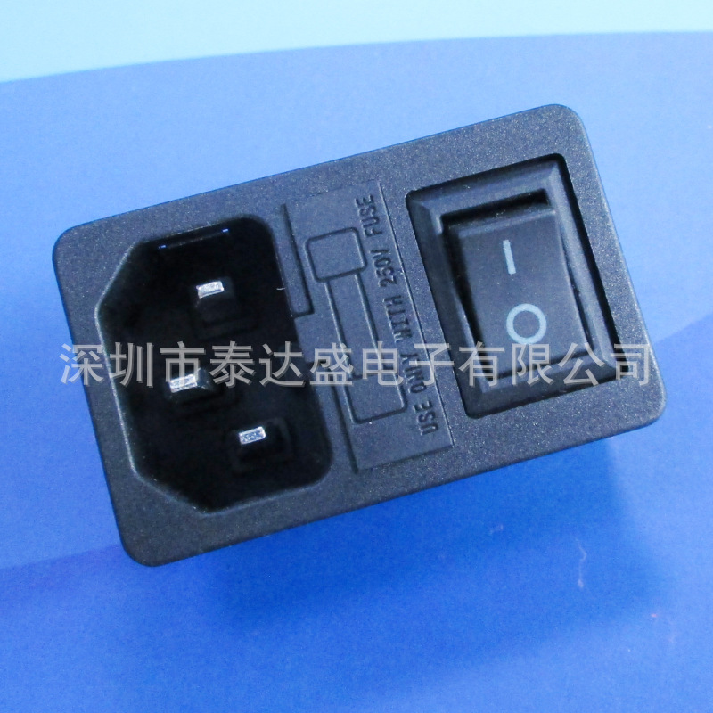 尺寸50*31品字帶開關(guān)保險(xiǎn)插座10A250V三合一AC電源插座DB-14-F3