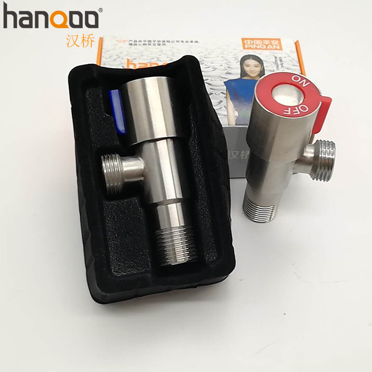 潔具廠供應(yīng)不銹鋼紅藍(lán)三角閥禮盒裝 冷熱通用進出水閥