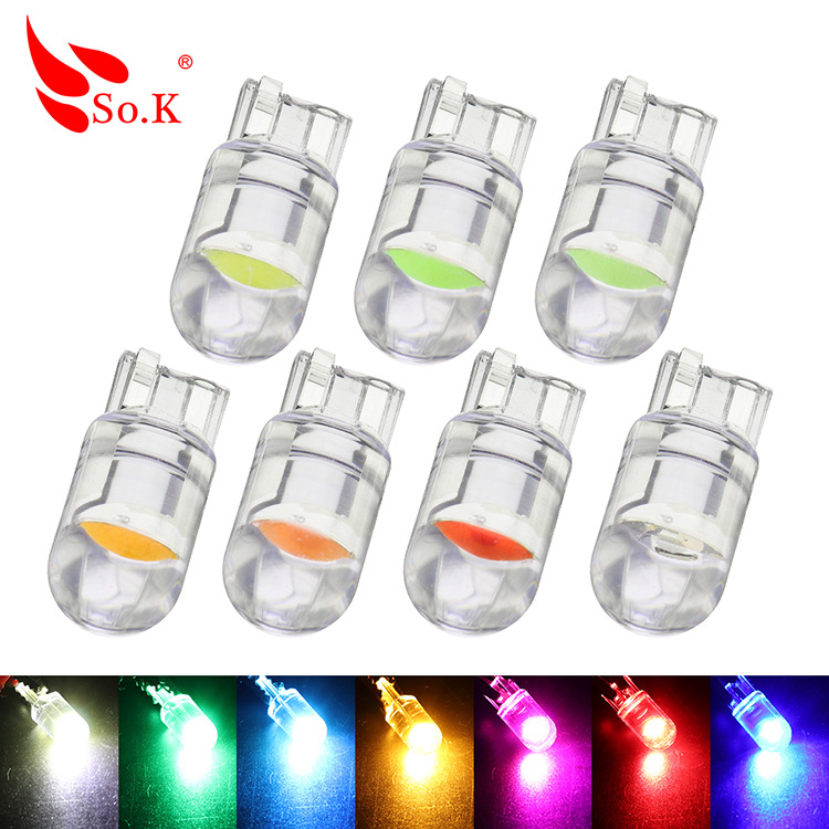 SO.K t10示寬燈cob 1smd透明汽車燈泡改裝led車燈牌照燈閱讀燈