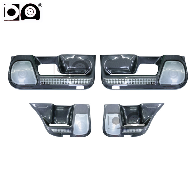 適用于10-22款豐田普拉多霸道車門防踢板全包圍碳纖紋門板防護(hù)板