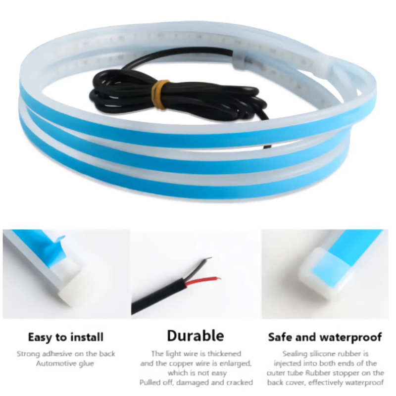 汽車日行燈RGB機(jī)頭蓋縫隙導(dǎo)光燈條跑馬流光燈中網(wǎng)led裝飾氛圍燈