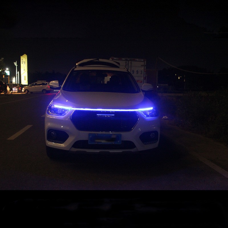 啟動(dòng)掃描貫穿式日行燈 機(jī)蓋氛圍燈引擎蓋裝飾燈中網(wǎng)LED改裝燈