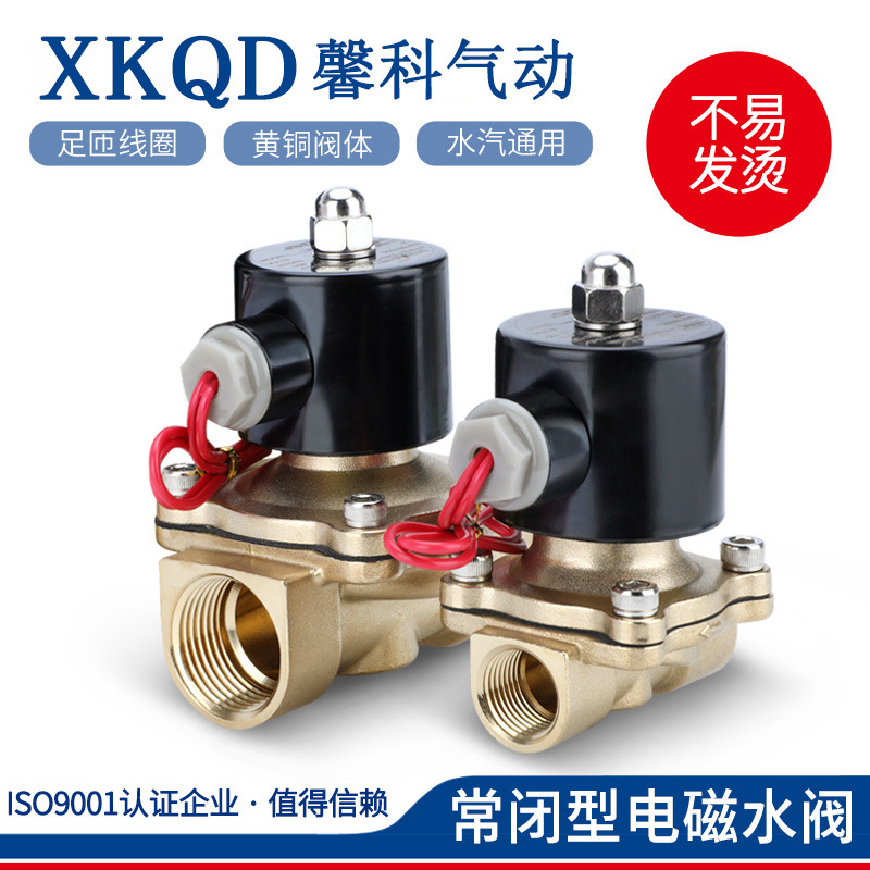 氣動常閉電磁閥水閥220V氣閥24V開關2W025-08/4分6分1寸1.2DN 20銅