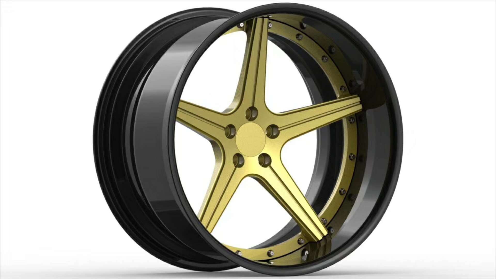 重慶庫(kù)羅德檸檬黃兩片式鍛造輪轂轎車輪轂多種尺寸可dz