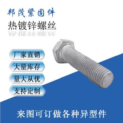 廠家現(xiàn)貨供應(yīng) 4.8級熱鍍鋅螺栓 熱鍍鋅螺絲 光伏熱鍍鋅外六角螺栓