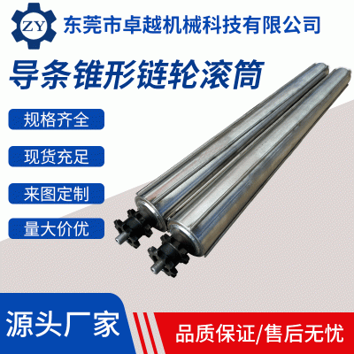 廠家批發(fā)無動(dòng)力鏈輪滾筒導(dǎo)條錐形滾筒輸送帶不銹鋼滾軸傳送托輥滾