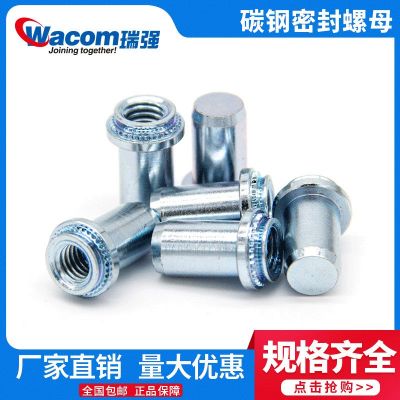 碳鋼鍍鋅標(biāo)準(zhǔn)件緊固件防水螺母M3M6密封壓鉚螺母柱機(jī)柜鈑金鉚螺母
