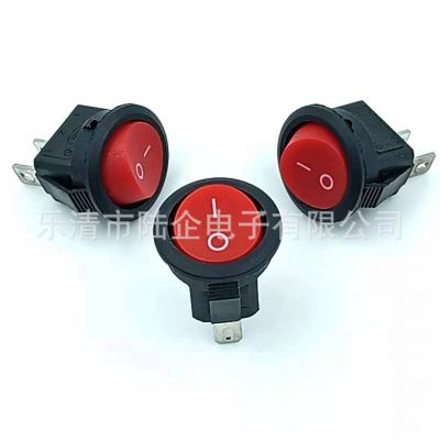 供應(yīng)3A小圓形船型開(kāi)關(guān)紅蓋黑殼2腳圓翹板開(kāi)關(guān)