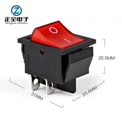 船型開關(guān) KCD4 帶燈翹板開關(guān) 4腳2檔大電流器械開關(guān)16A電源開關(guān)