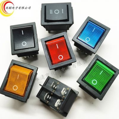 船型開(kāi)關(guān)kcd4帶燈紅色4腳6腳二檔2檔壓面機(jī)煮面爐烤箱開(kāi)關(guān)25*31mm