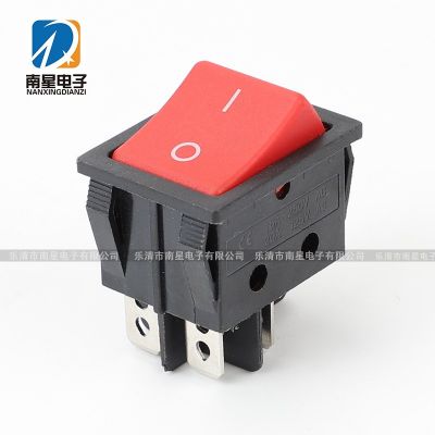 供應(yīng)船形翹板電源按鈕按鍵開關(guān)KCD4 4腳2檔 無燈實(shí)心紅船型開關(guān)