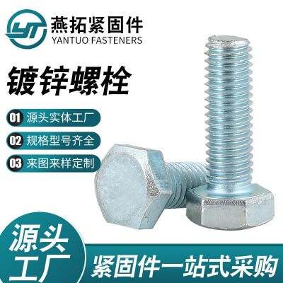 鍍鋅螺栓 外六角螺絲 藍(lán)白鋅鍍鋅鐵螺絲 國標(biāo)4.8級(jí)螺栓 GB 30栓