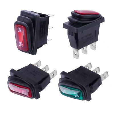 KCD3防水船型開關 防水帶燈翹板開關 連體 12v 電源開關