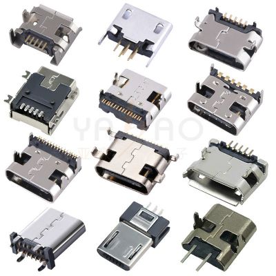 ype-c母座連接器 電器TYPEC母座micro5P直邊麥克USB充電插 座接口