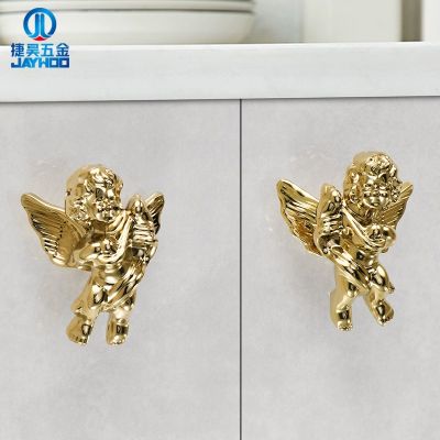 衣柜門可愛小天使黃銅拉手 創(chuàng)意兒童房間柜門蜻蜓蝴蝶銅把手