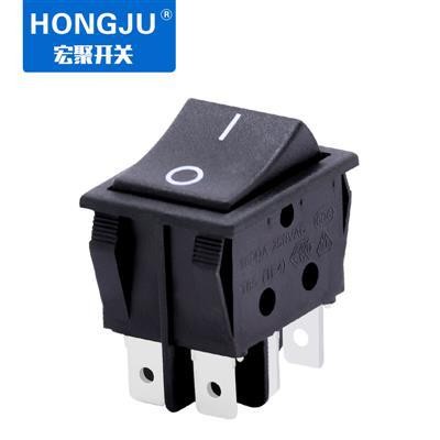 HONGJU宏聚 產(chǎn)銷翹板32*25四腳兩檔 全黑 船型開關(guān)帶認(rèn)證