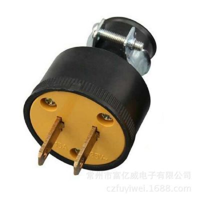 美規(guī)插頭 黃色1-15P兩扁插裝配式可拆防水防爆PVC電源插頭