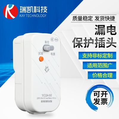 220V漏電保護(hù)插頭 遠(yuǎn)創(chuàng)10A電加熱管冰箱空調(diào)熱水器連體 漏保器插頭