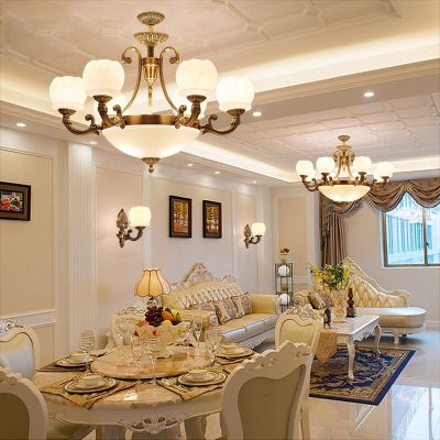 美式全銅云石客廳大吊燈大廳餐廳臥室簡(jiǎn)約大氣奢華別墅復(fù)式樓燈具