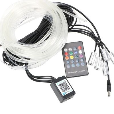 光纖led光導(dǎo)氛圍燈七彩發(fā)光線 一拖五手機(jī)app車內(nèi)儀表音樂氣氛燈