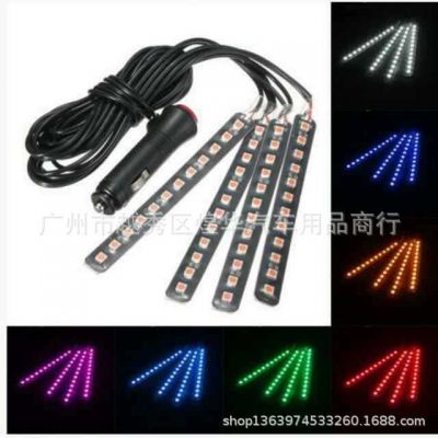新品氛圍燈 5050 12led一拖四 汽車氛圍燈帶開關(guān)腳底燈車內(nèi)氣氛燈