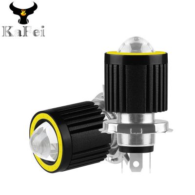 天使眼摩托車(chē)LED大燈遠(yuǎn)近光一體雙色超亮雙爪H4內(nèi)置射燈H6大燈泡