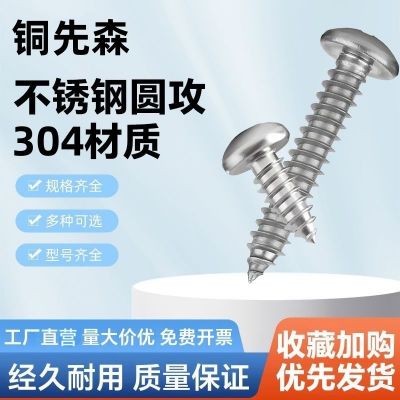 304不銹鋼圓頭十字槽自攻螺絲釘大全耐銹尖尾自貢螺絲釘m3 m4m5m6