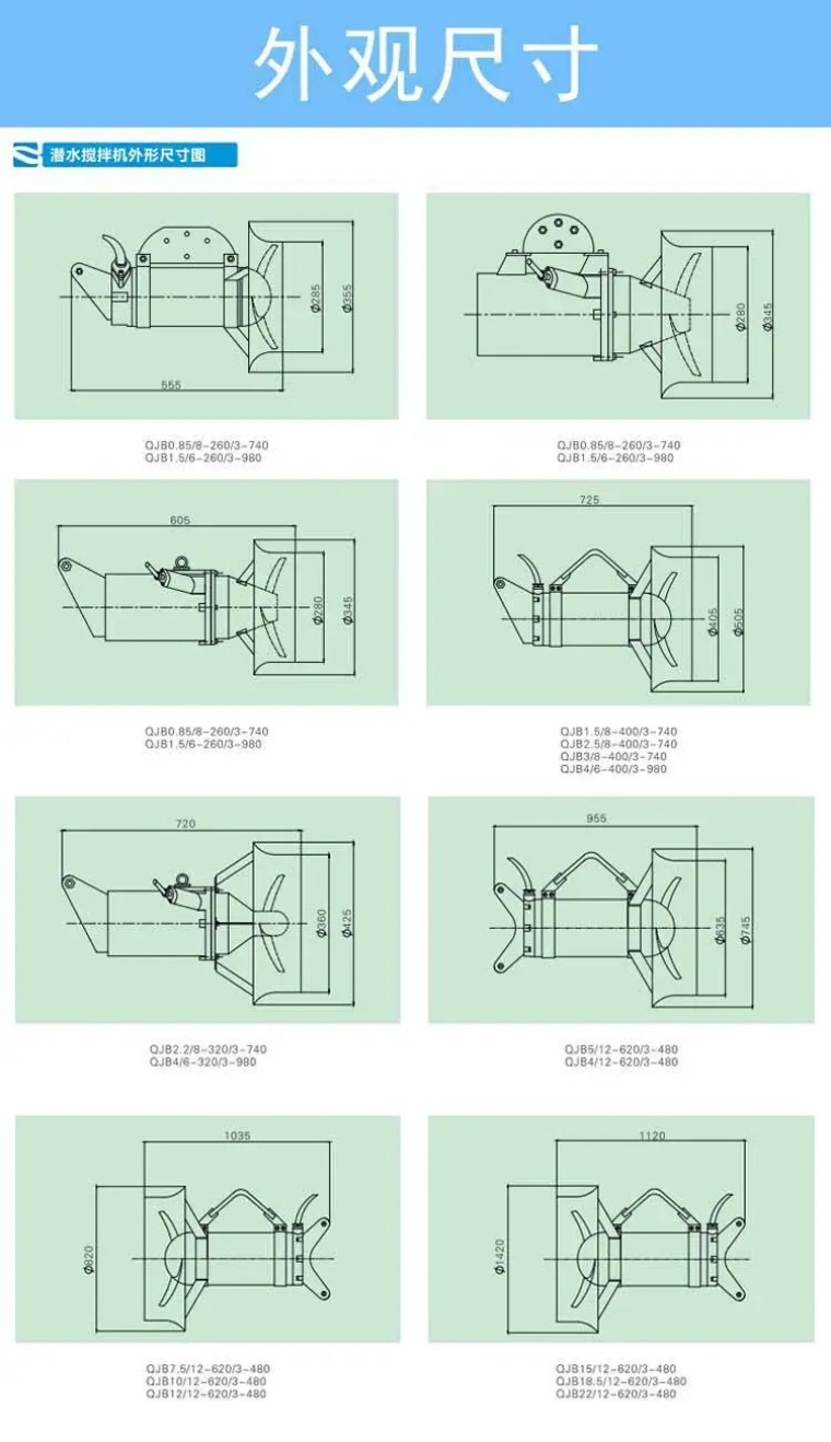 潛水?dāng)嚢铏C(jī)外形尺寸圖